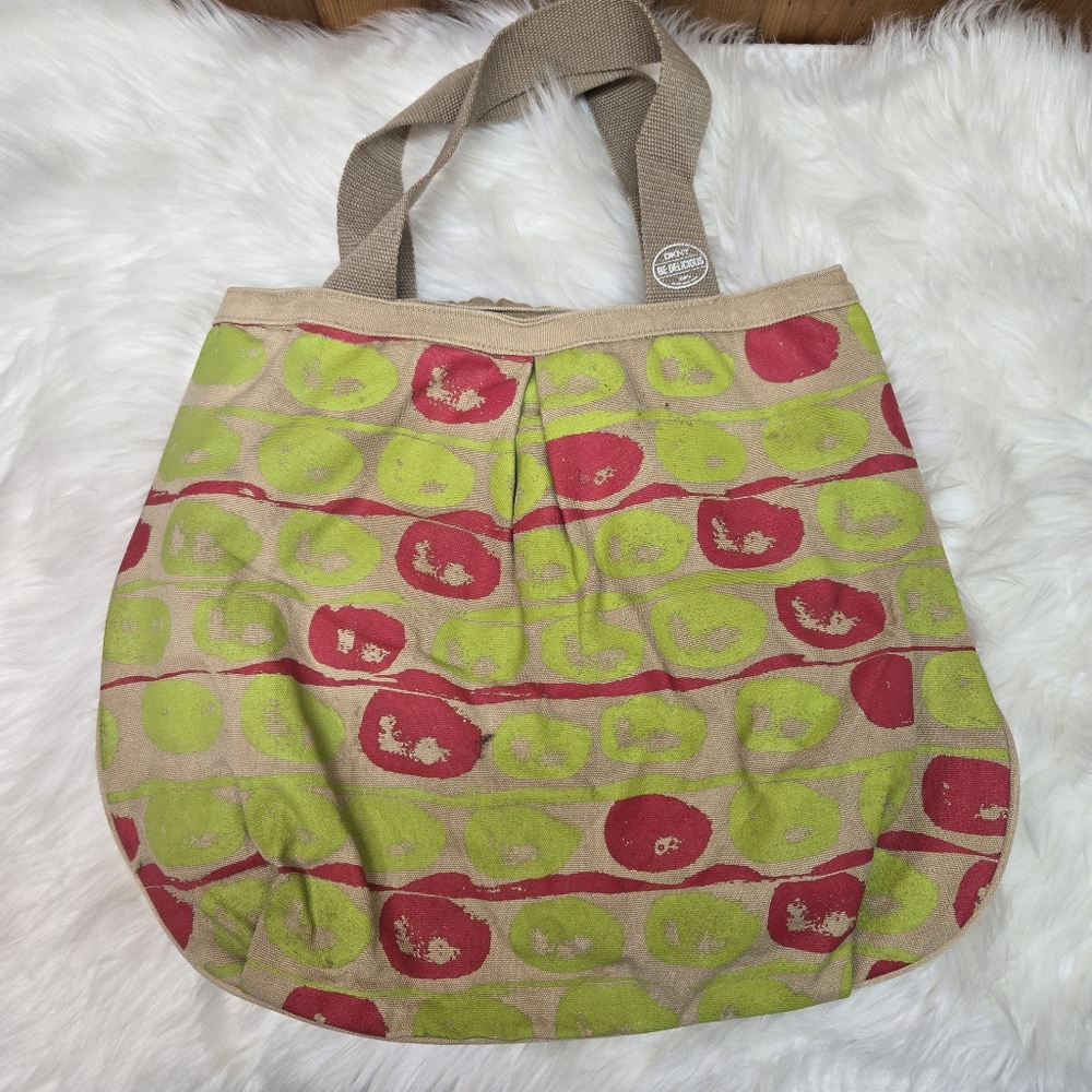 DKNY Tote Bag  Be Delicious 100% Pure New York green/ Red 100% Cotton